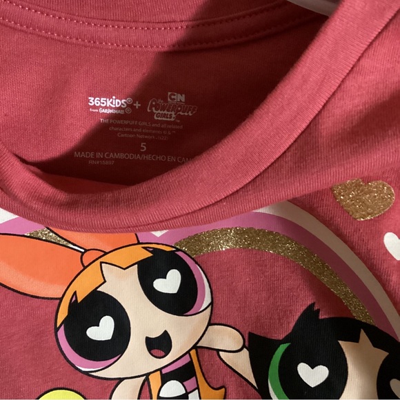 Girls Long Sleeve Powerpuff Heart Valentine’s Day Girls L/S Tee Pink NEW - Picture 4 of 5